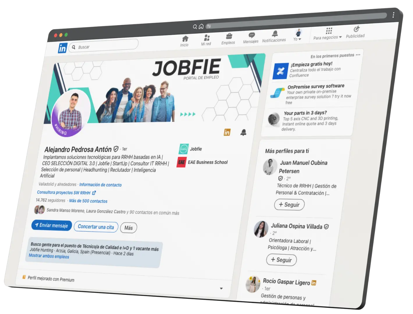 Ejemplo de perfil de LinkedIn optimizado