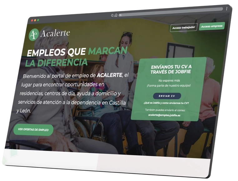 Ilustración de una página de empleo de Jobfie en un dispositivo